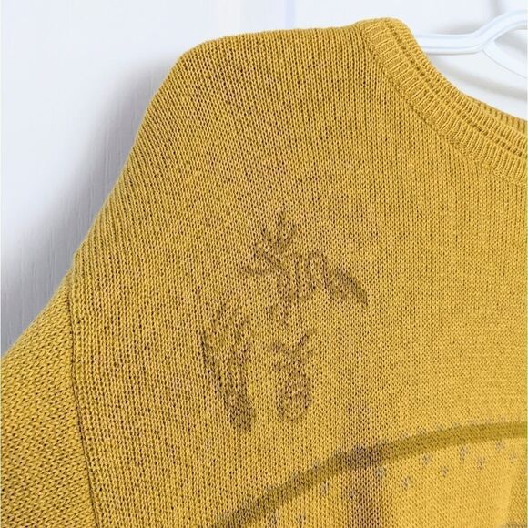 VINTAGE mustard yellow cotton blend oversized crew neck sweater ananace Small F1 - Picture 9 of 9
